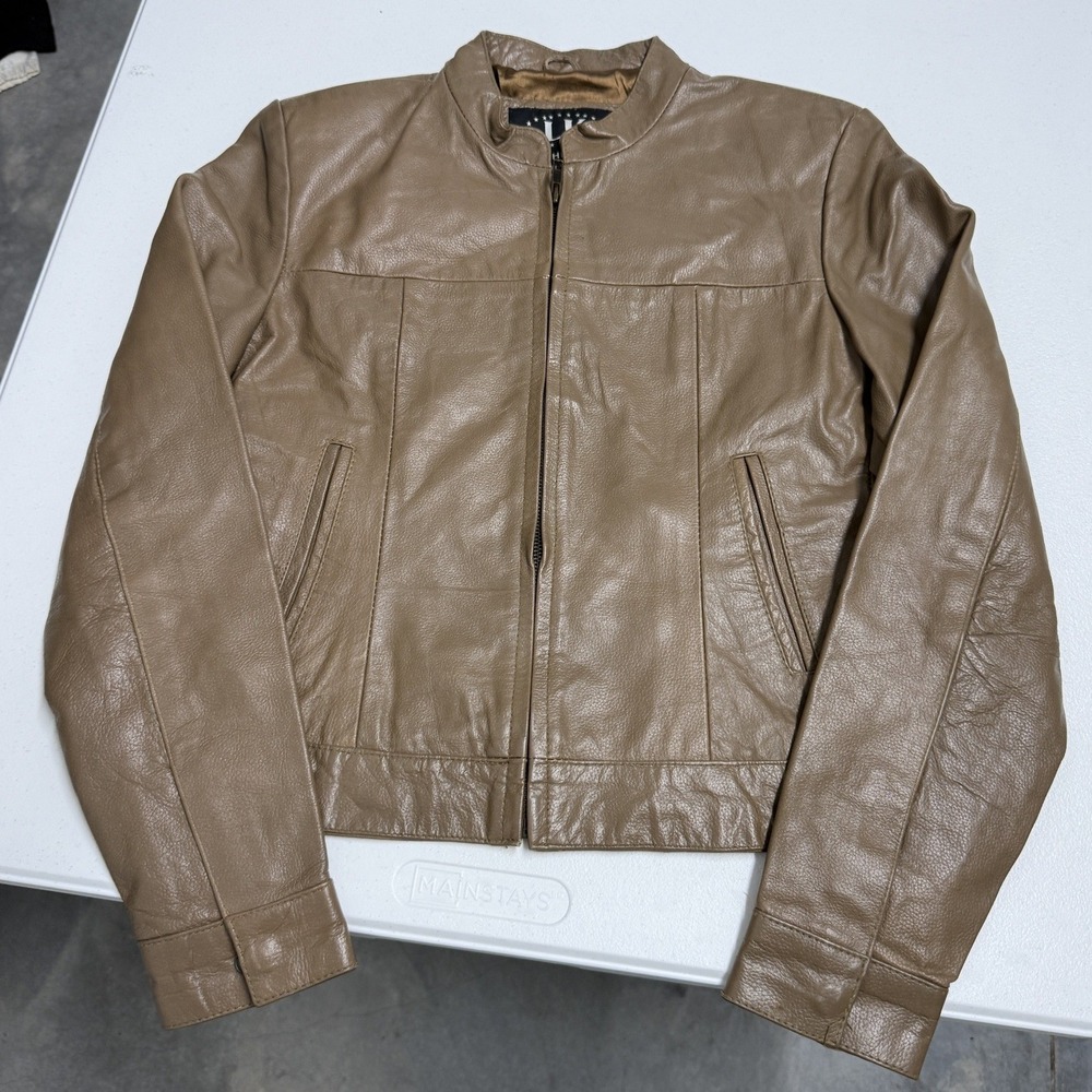 Urban Republic Leather Moto Jacket Womens XL Tan Excellent Cafe Racer Biker